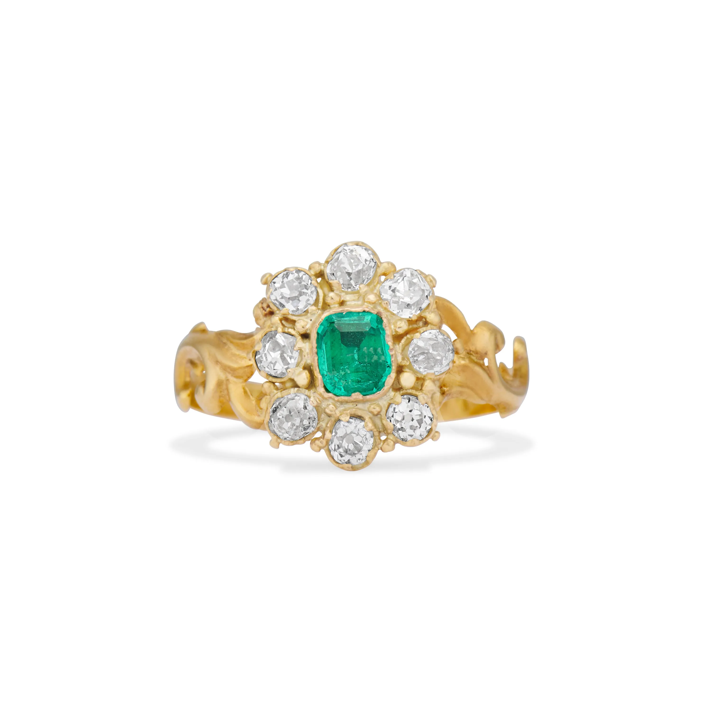 Emerald Diamond Halo Ring