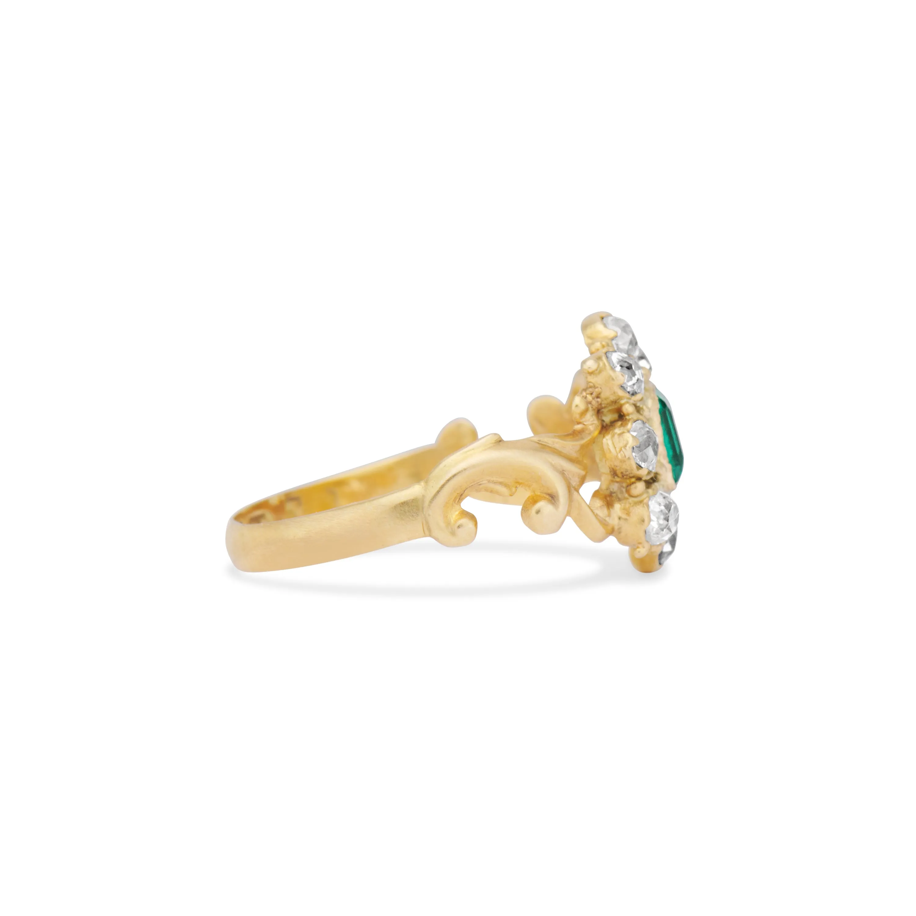 Emerald Diamond Halo Ring