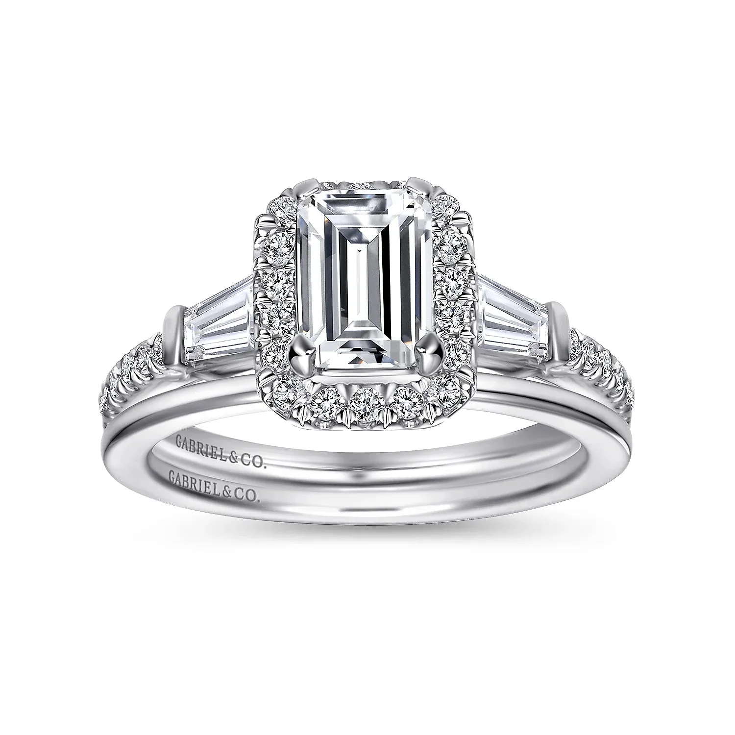 Emerald Halo Diamond Channel Set Engagement Ring Mounting