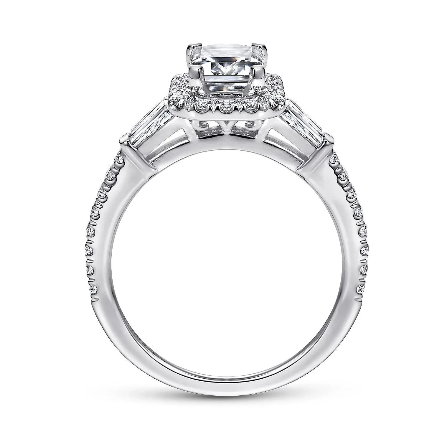 Emerald Halo Diamond Channel Set Engagement Ring Mounting