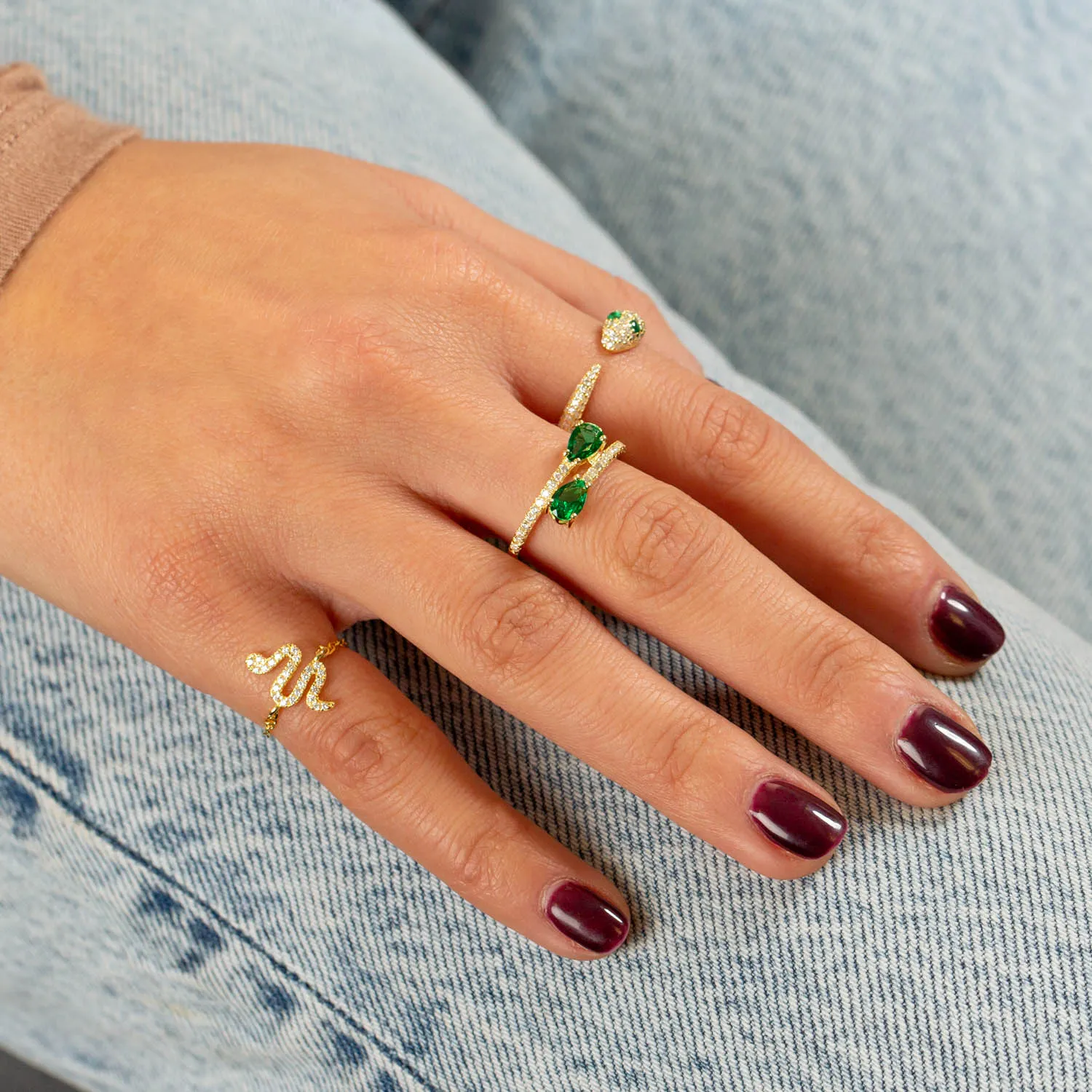 Emerald Teardrop Wrap Ring