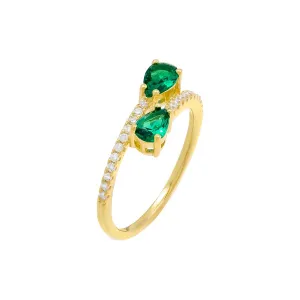 Emerald Teardrop Wrap Ring