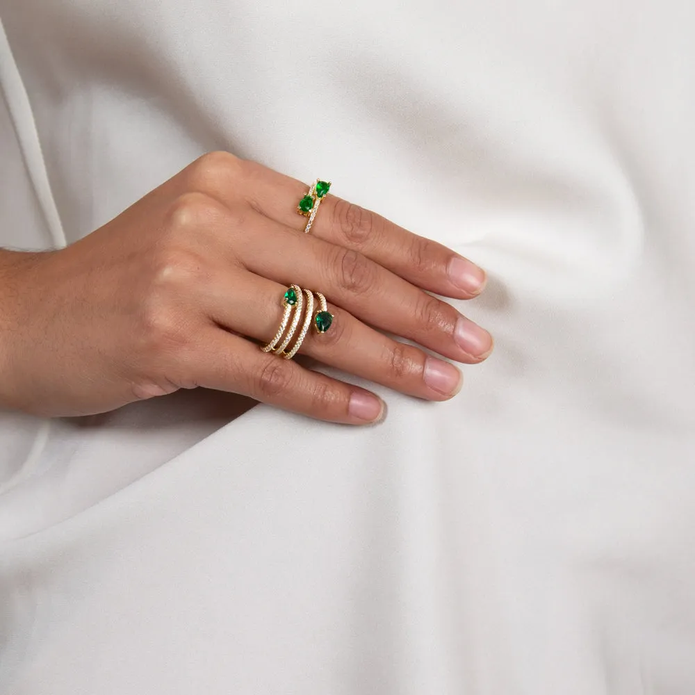 Emerald Teardrop Wrap Ring