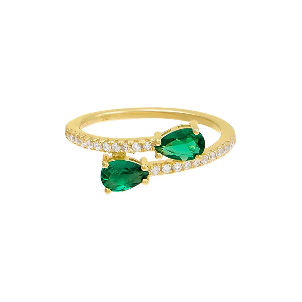 Emerald Teardrop Wrap Ring
