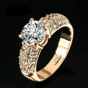 Engagement Wedding Rings CZ Diamond 18K Rose Gold Plated Fashion Rhinestone Ring Jewelry For Women anel DFR105