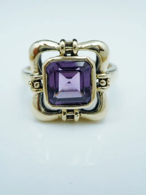 English Emerald Cut Amethyst Ring