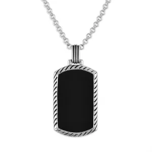 Esquire Black Onyx Dog Tag Pendant, 22"