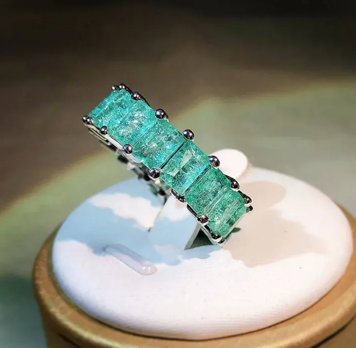 Eternity Ring | Green Diamond Ring | Green Diamond Engagement Rings | Friendship Ring | Baguette Ring | Womens Eternity  Ring | Tennis Ring
