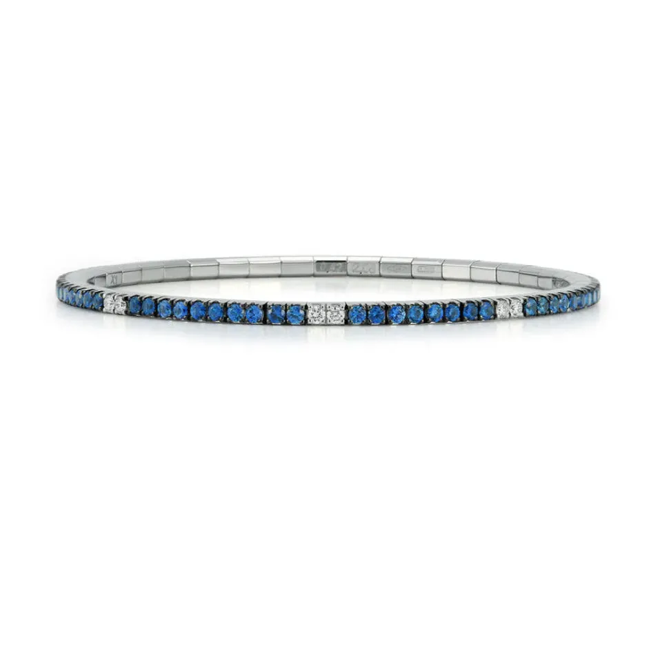 Ex-Tensible™ Round Diamond & Blue Sapphire Stretch Tennis Bracelet
