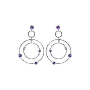 Faceted amethyst hoop orbit earrings