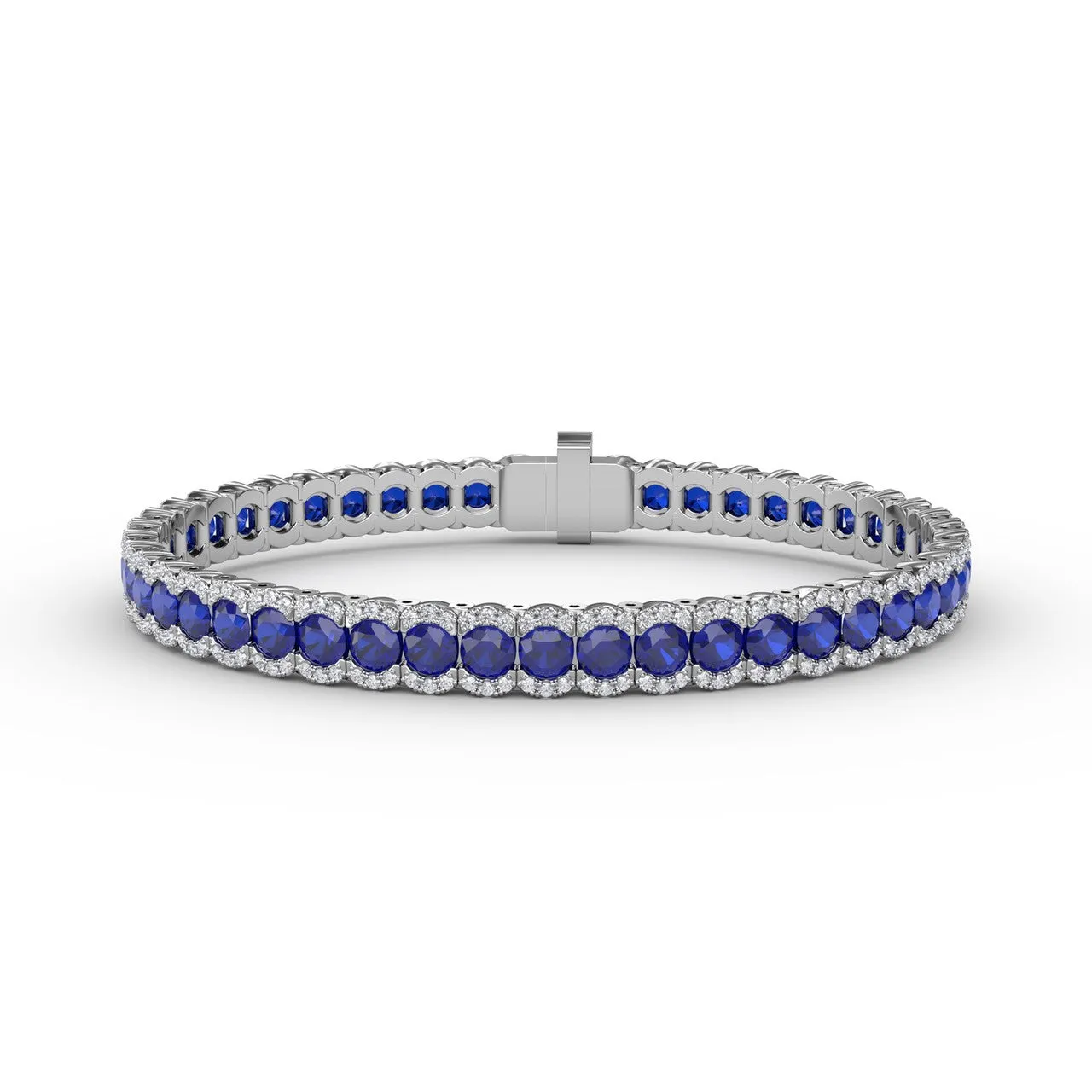 Fana 14k White Gold Brilliant in Blue Sapphire and Diamond Bracelet