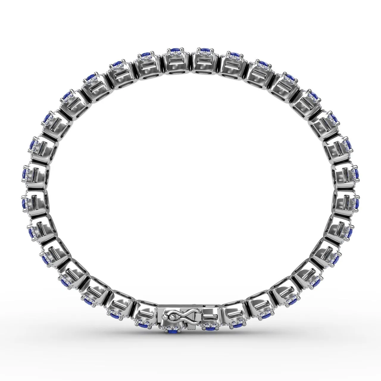 Fana 14k White Gold Cushion Cut Sapphire and Diamond Bracelet