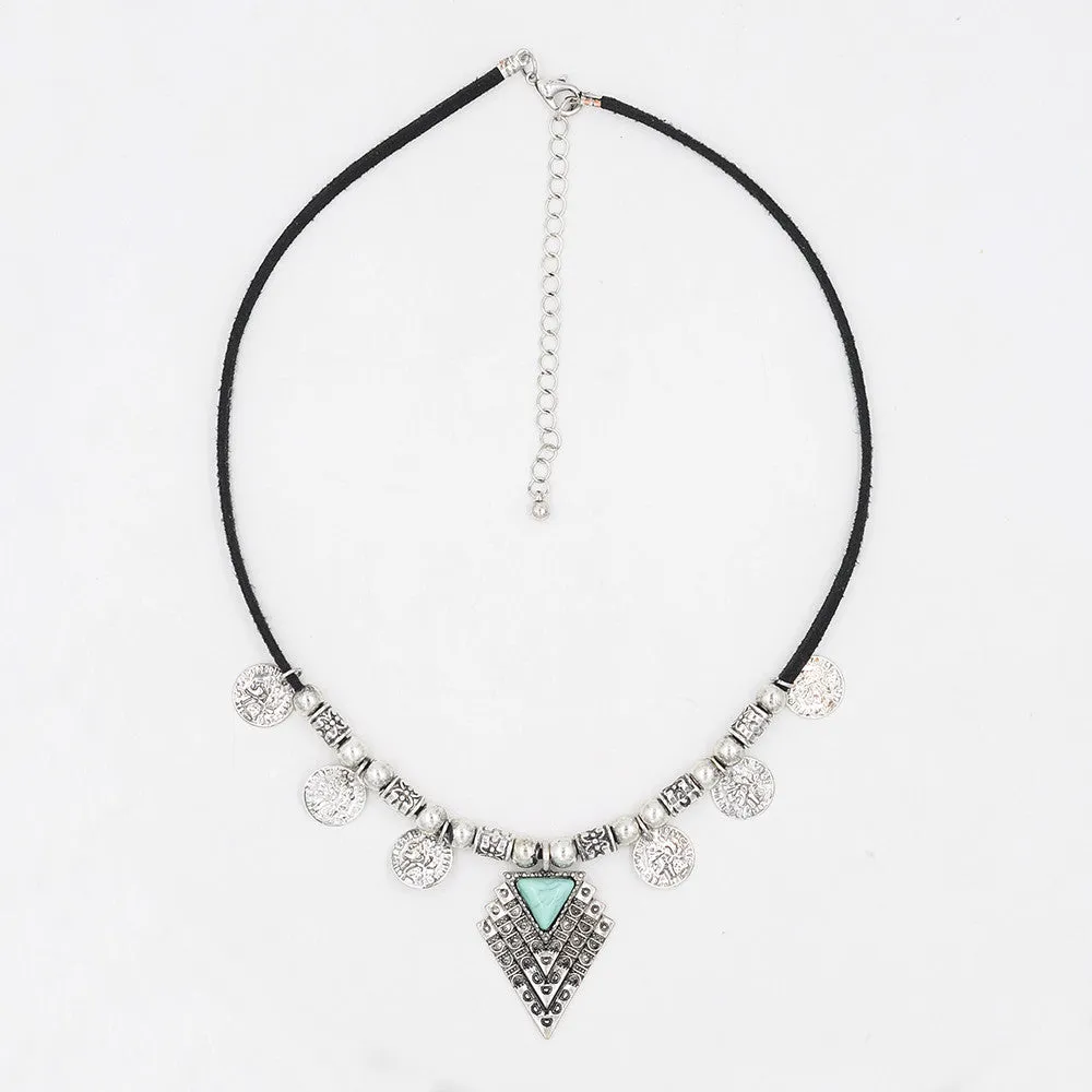 Fashion Coin Bead Pendants Necklace Rhine Stone Bohemia Colar Cute Feminia Bijous Fashion Collier for Women