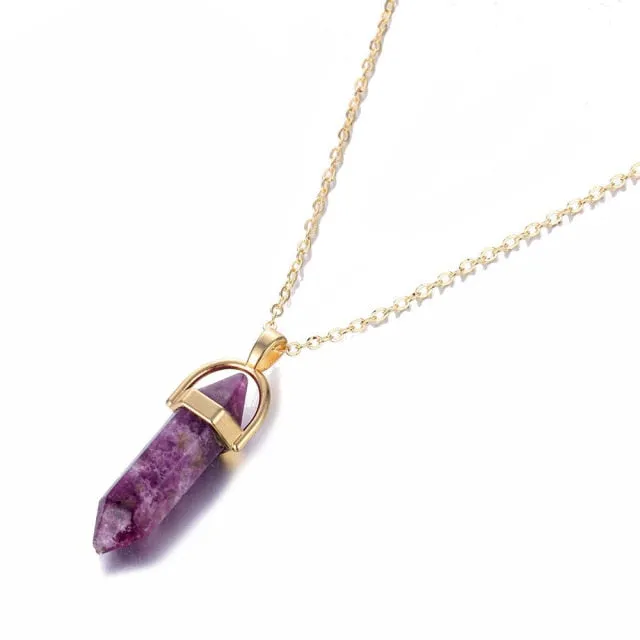 Fashion Trend Bohemian Hexagon Opal Pendant Necklace
