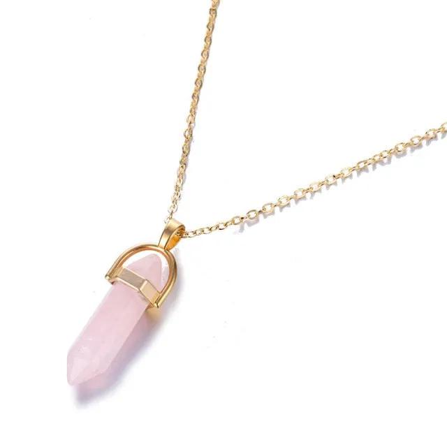 Fashion Trend Bohemian Hexagon Opal Pendant Necklace