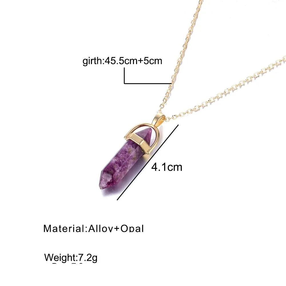 Fashion Trend Bohemian Hexagon Opal Pendant Necklace