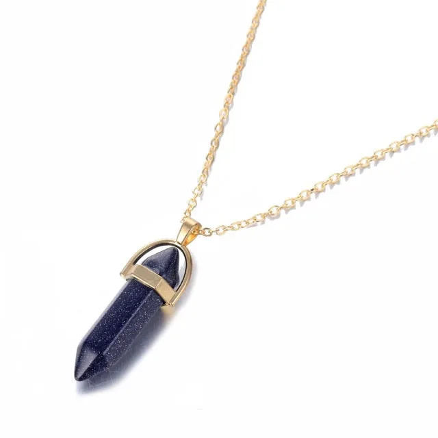 Fashion Trend Bohemian Hexagon Opal Pendant Necklace