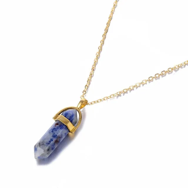 Fashion Trend Bohemian Hexagon Opal Pendant Necklace