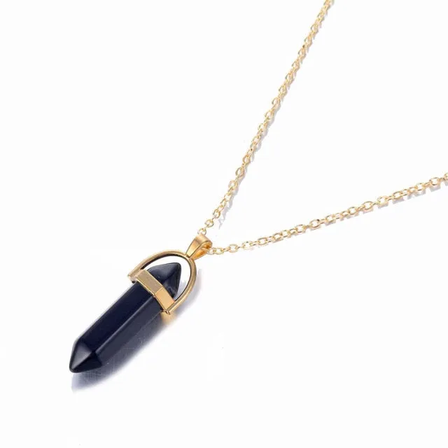 Fashion Trend Bohemian Hexagon Opal Pendant Necklace