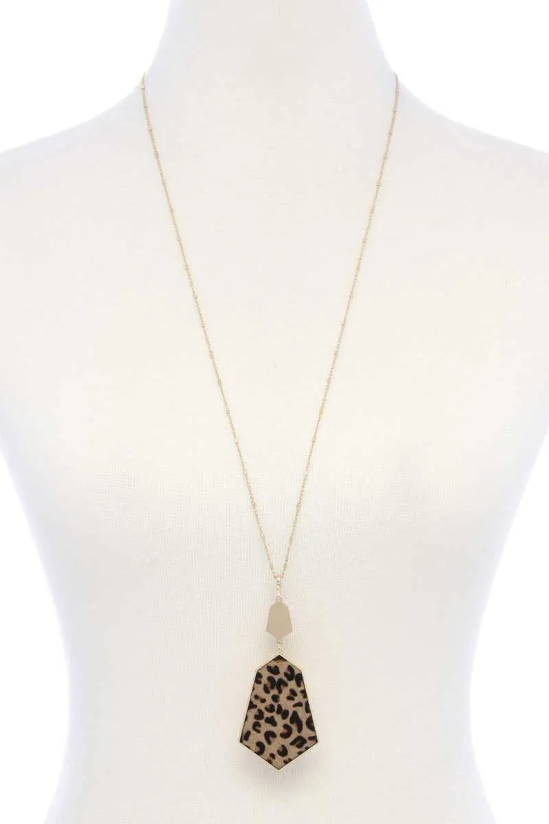 Faux Fur Animal Print Pendant Necklace