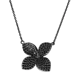 FIORE NECKLACE, BR STERLING SILVER, BLACK