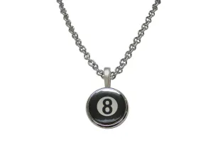 Flat Eight Ball Billiards Pendant Necklace