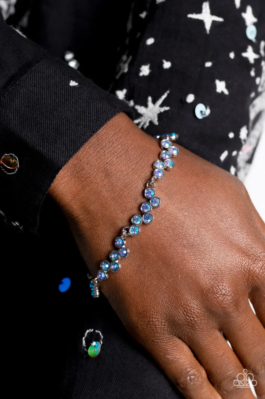 Flatter Yourself - Blue - Rhinestone Tiny Heart Paparazzi Lobster Clasp Bracelet