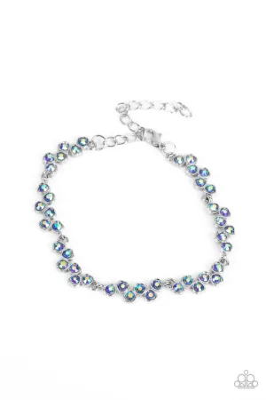 Flatter Yourself - Blue - Rhinestone Tiny Heart Paparazzi Lobster Clasp Bracelet