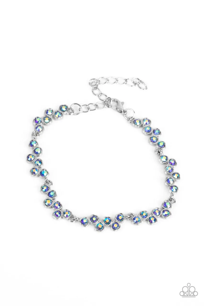 Flatter Yourself - Blue - Rhinestone Tiny Heart Paparazzi Lobster Clasp Bracelet