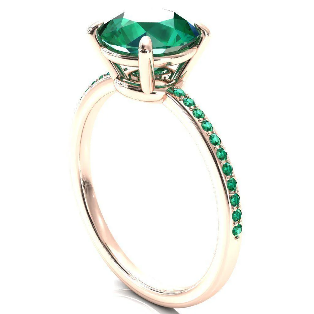 Flora Round Emerald 1/2 Eternity Accent Emerald Ring