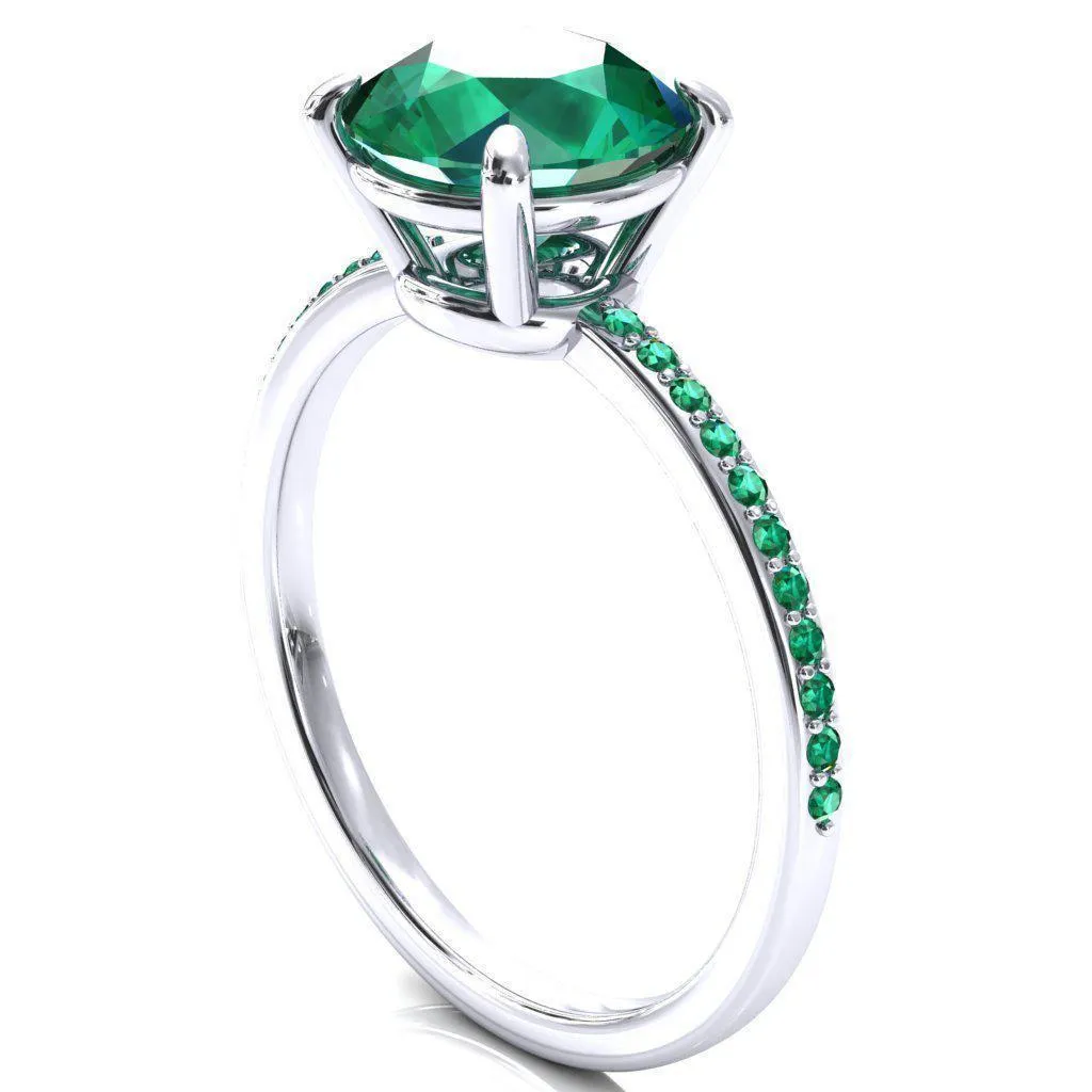 Flora Round Emerald 1/2 Eternity Accent Emerald Ring