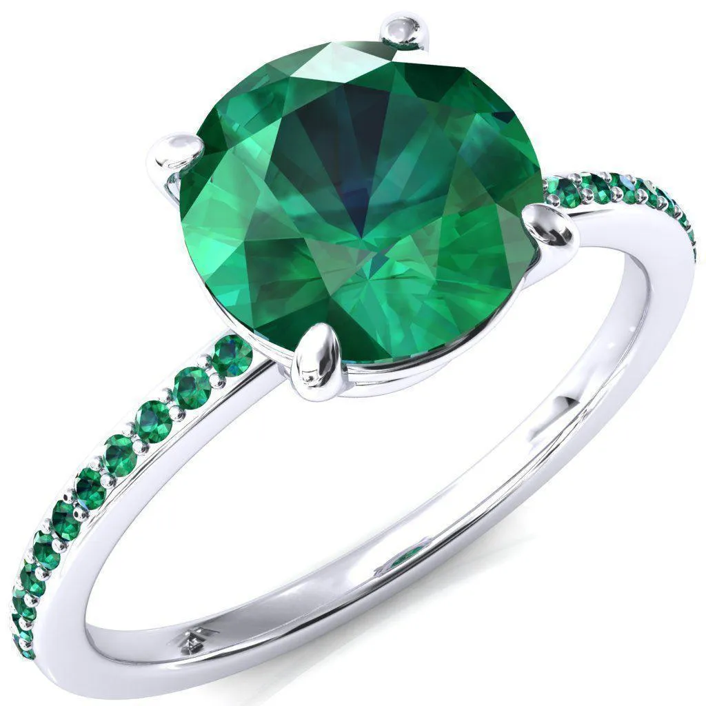 Flora Round Emerald 1/2 Eternity Accent Emerald Ring