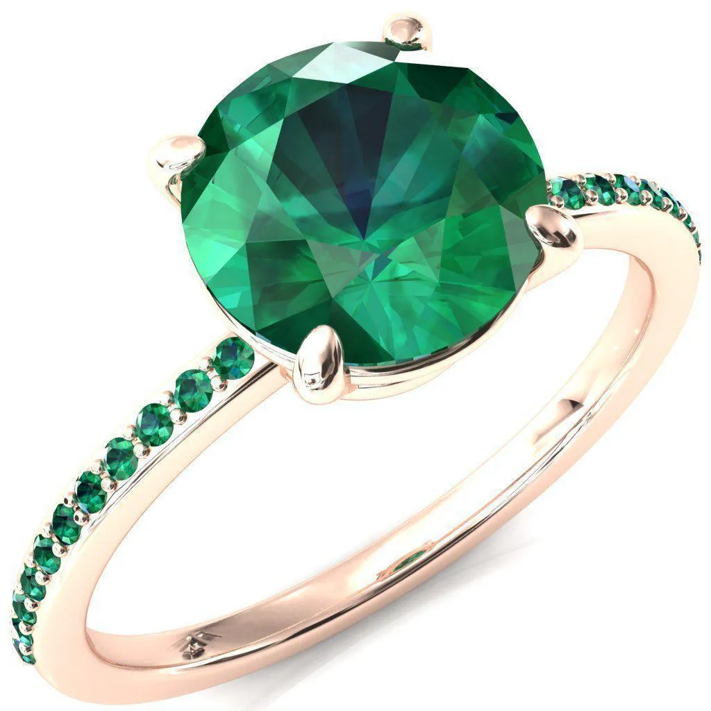 Flora Round Emerald 1/2 Eternity Accent Emerald Ring