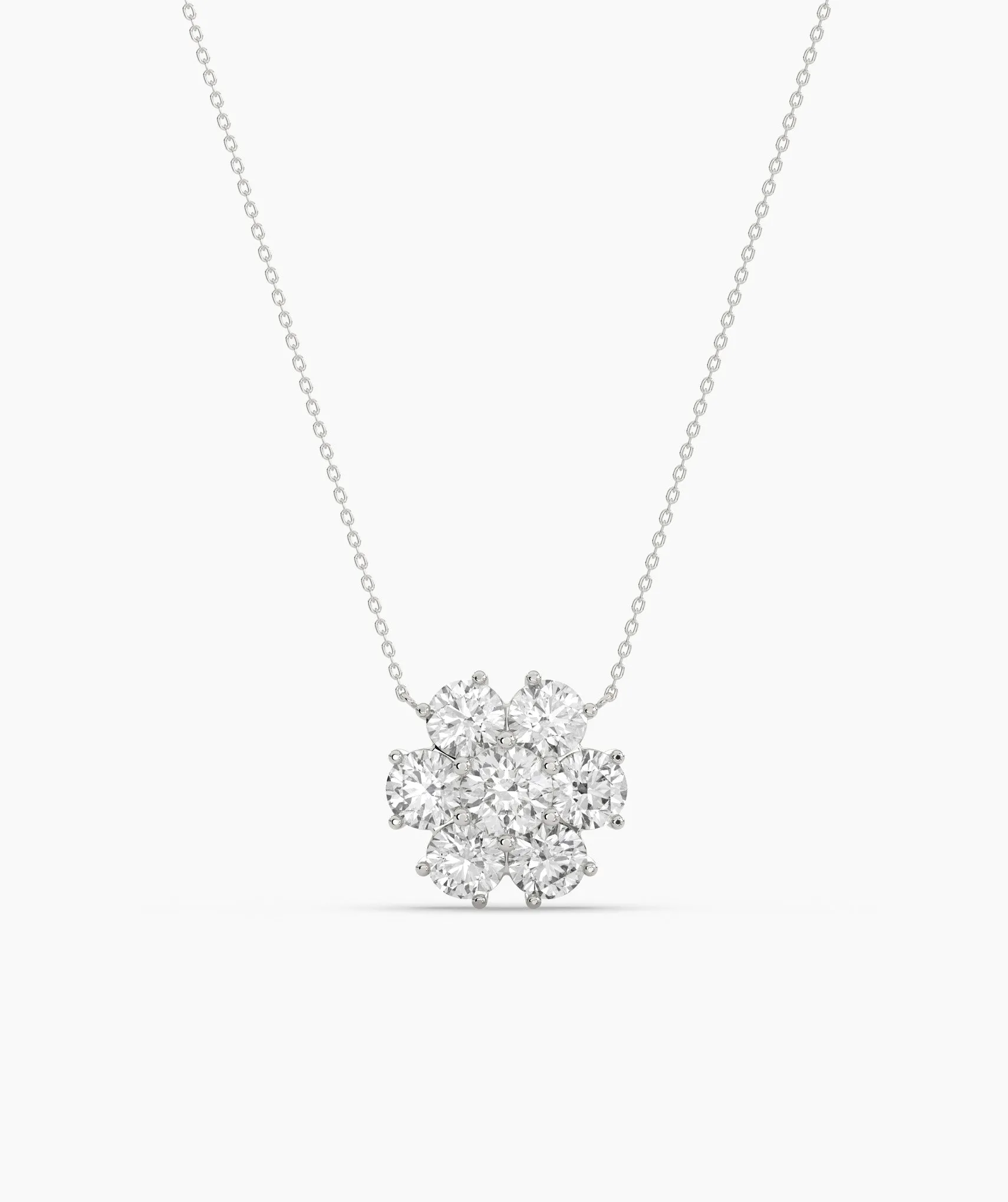 Floral Diamond Cluster Necklace