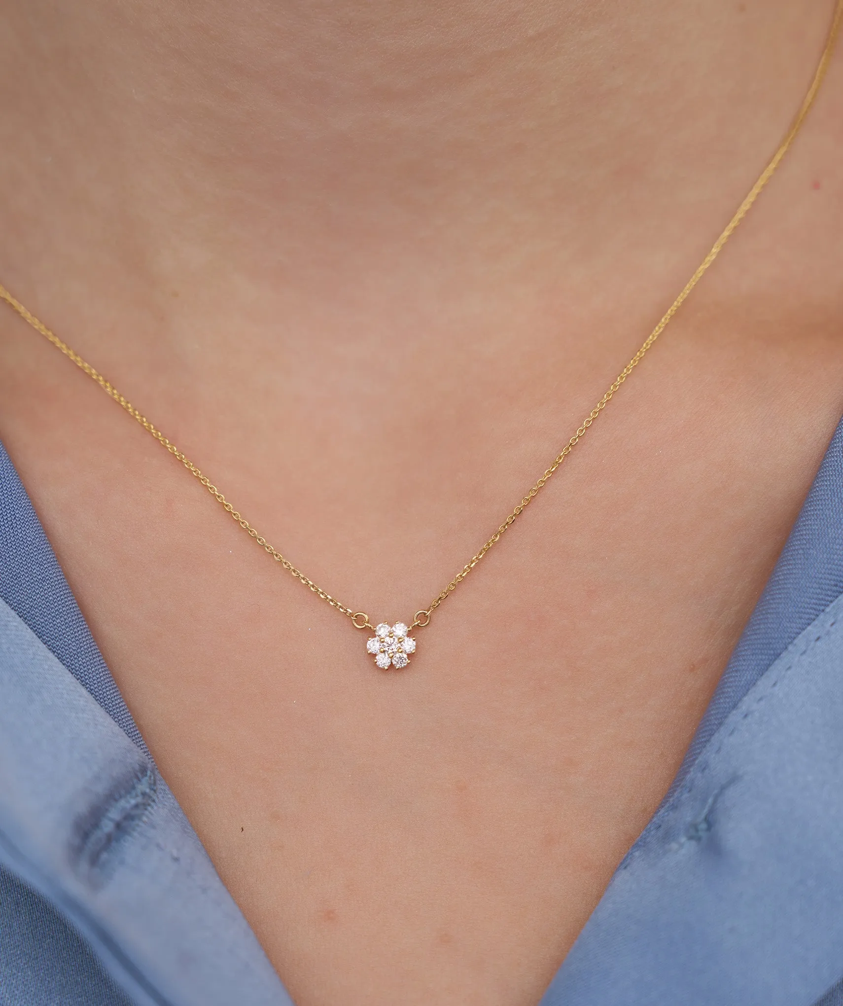 Floral Diamond Cluster Necklace