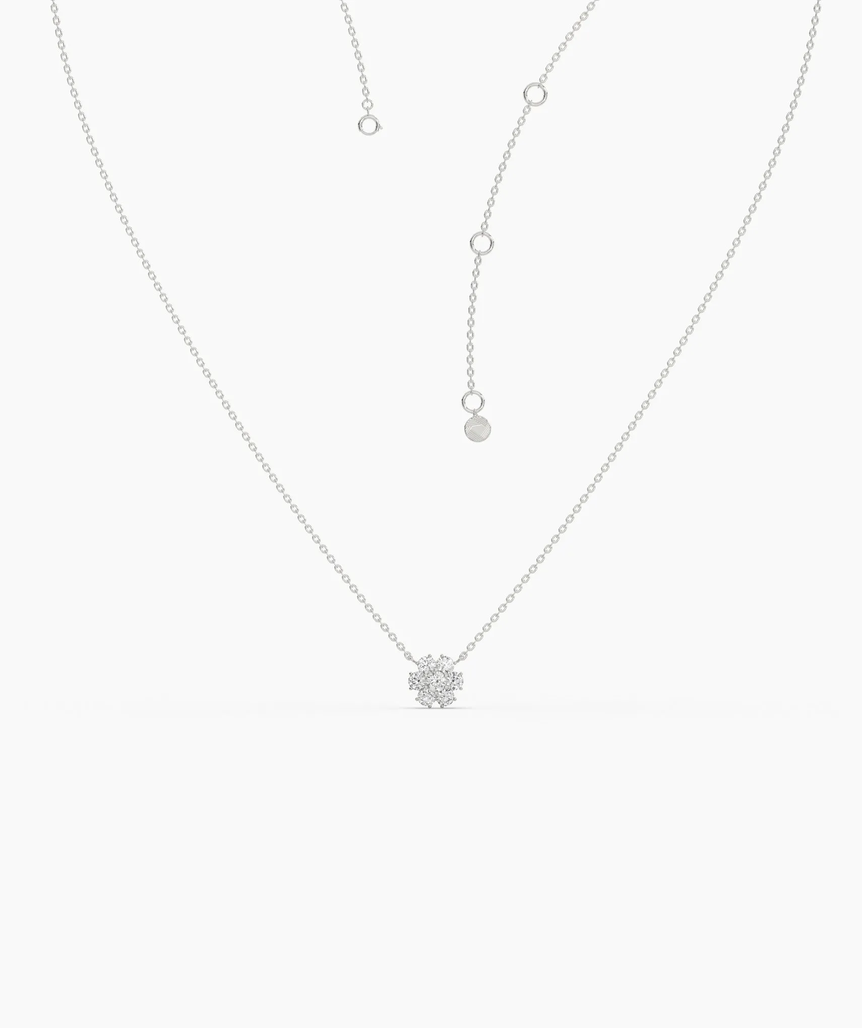 Floral Diamond Cluster Necklace