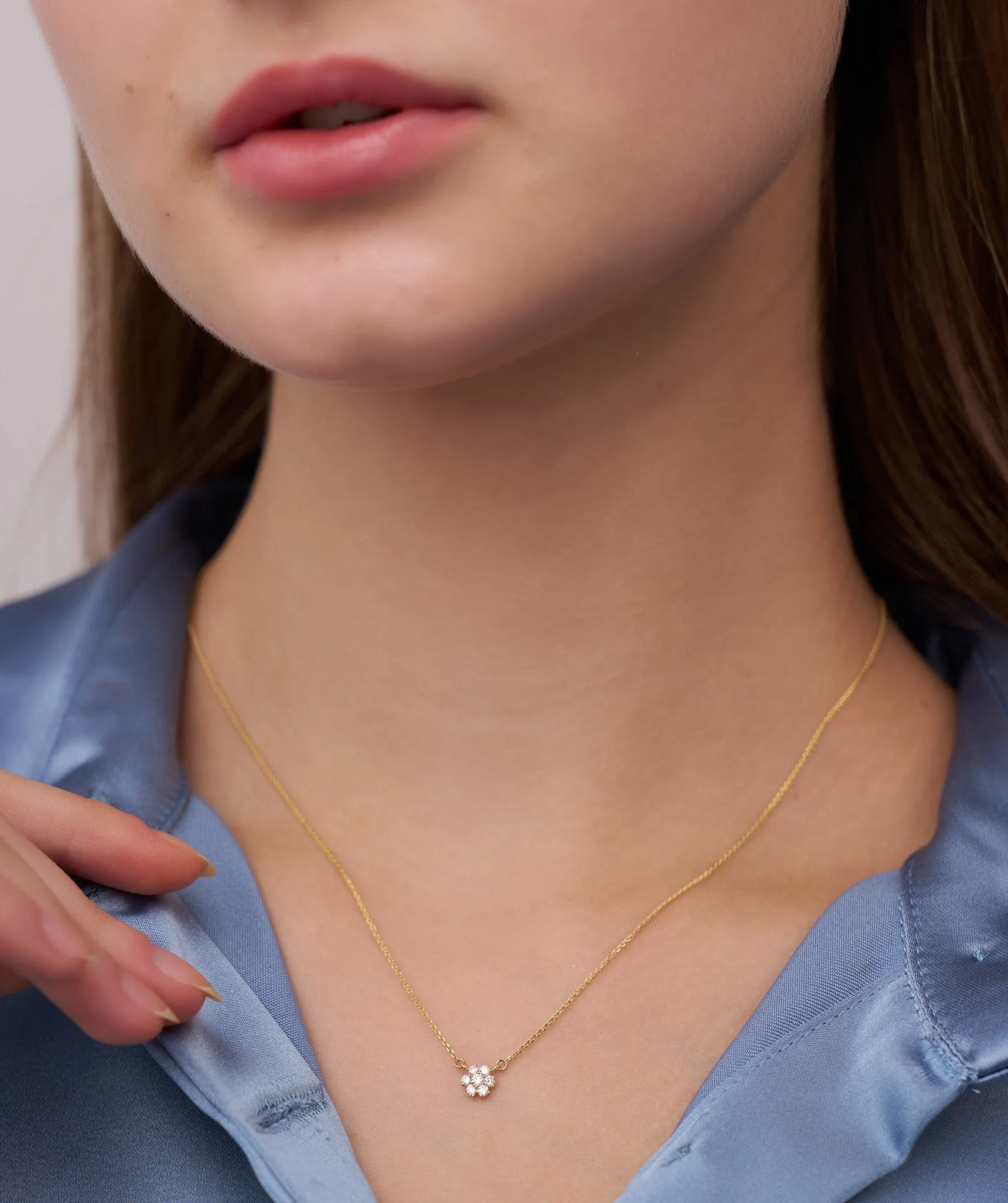 Floral Diamond Cluster Necklace
