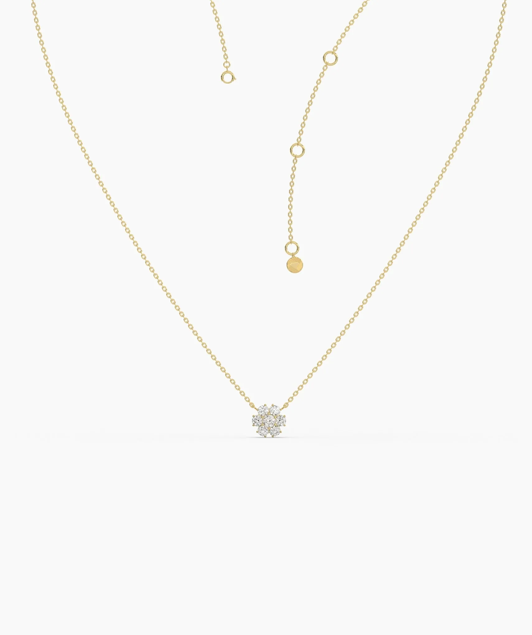 Floral Diamond Cluster Necklace