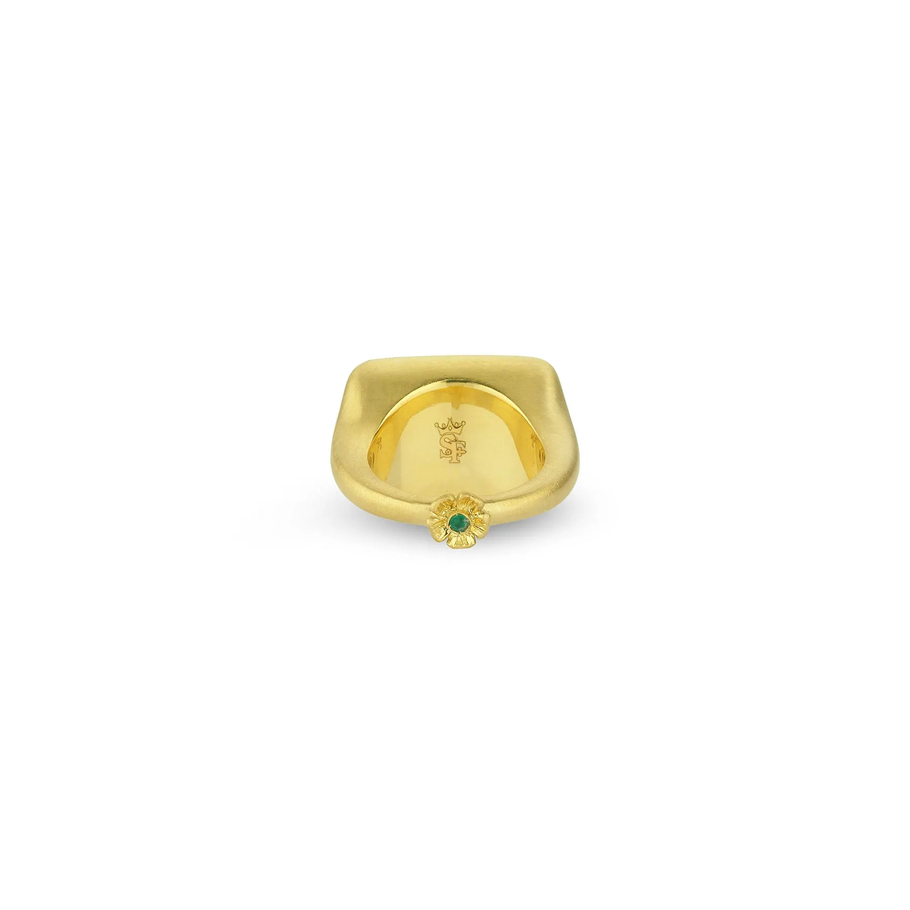 FLORIANA CARVED EMERALD SIGNET RING