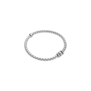 Fope Eka 18k White Gold Flex'It Bracelet with Rhombus-set Diamonds .18ctw - Size Medium