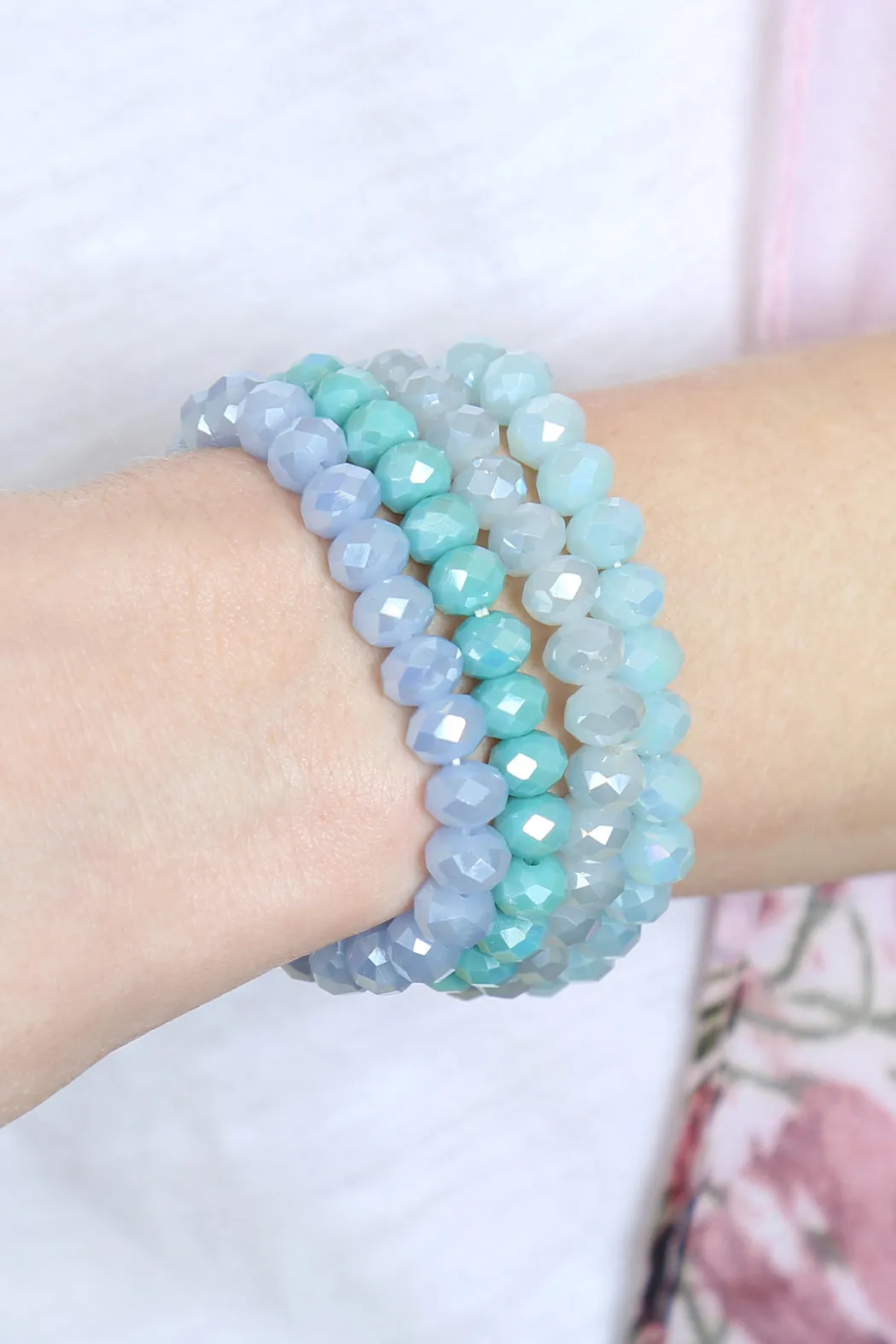FOUR LINE CRYSTAL BEADS STRETCH BRACELET