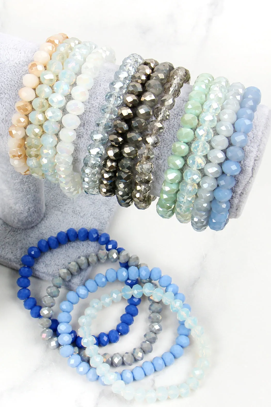 FOUR LINE CRYSTAL BEADS STRETCH BRACELET