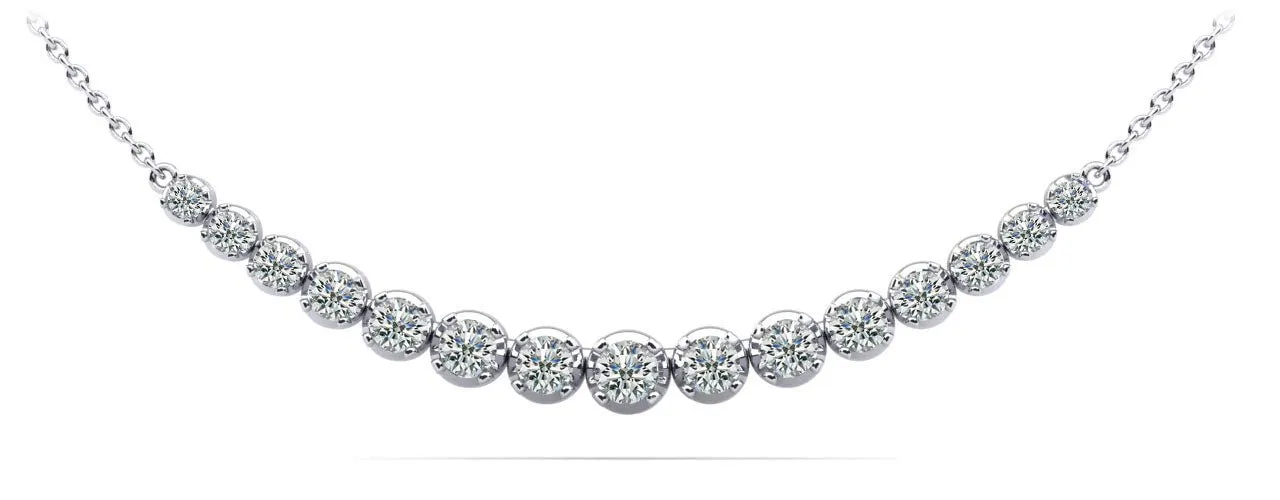 Four Prong Strand Necklace With Graduated Diamonds And Diamond Chain  with 1.12 ct.(finished)