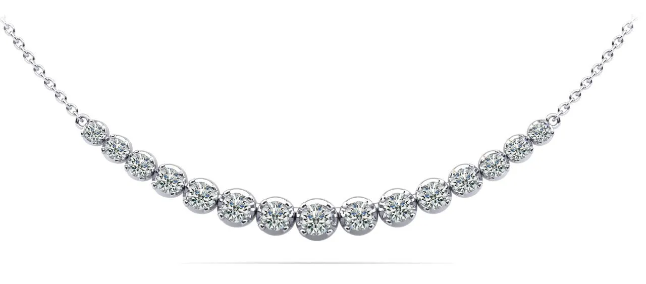 Four Prong Strand Necklace With Graduated Diamonds And Diamond Chain  with 1.12 ct.(finished)