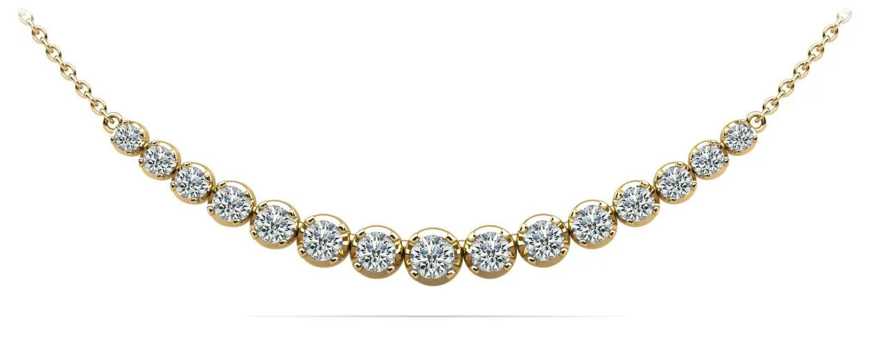 Four Prong Strand Necklace With Graduated Diamonds And Diamond Chain  with 1.12 ct.(finished)