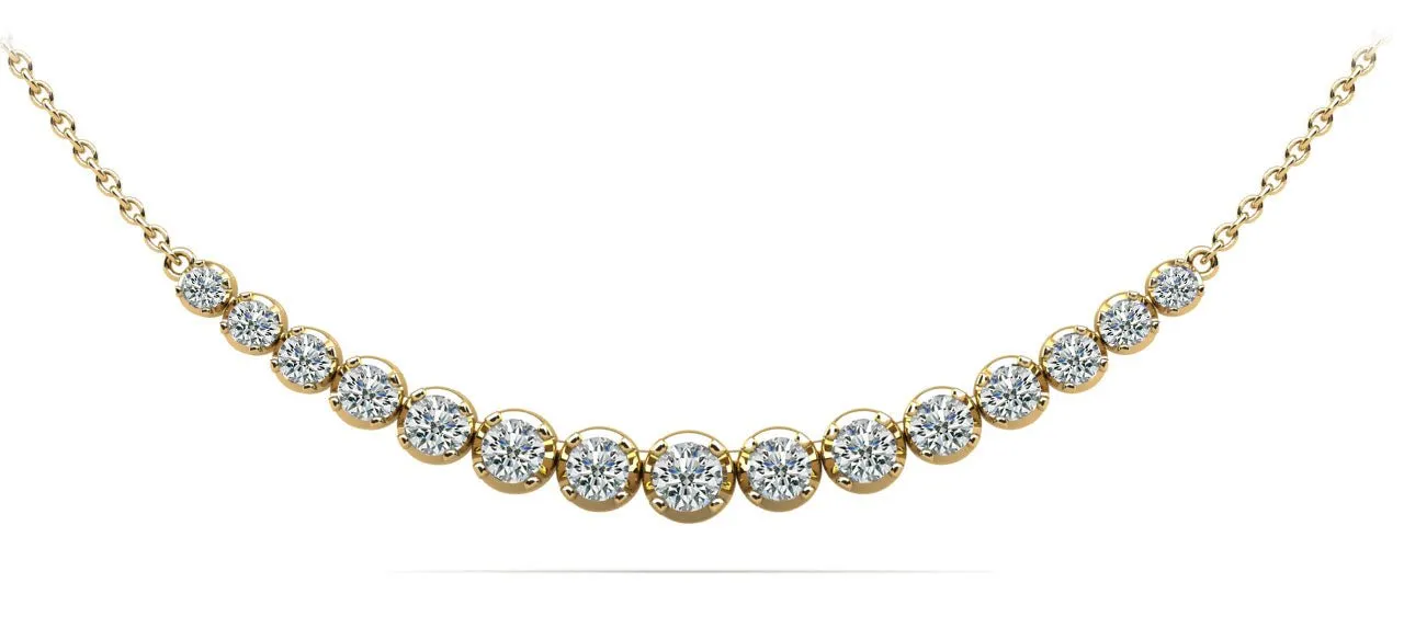 Four Prong Strand Necklace With Graduated Diamonds And Diamond Chain  with 1.12 ct.(finished)