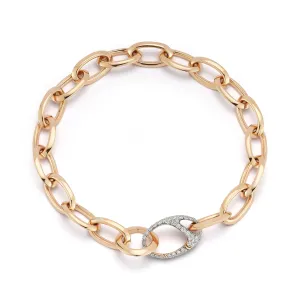 GARNETT 18K GOLD CHAIN LINK BRACELET WITH DIAMOND OVAL CLASP