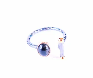 Gemstone Ring - Black Tourmaline with Bar