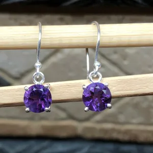 Genuine 2ct Purple Amethyst 925 Solid Sterling Silver Earrings 20mm