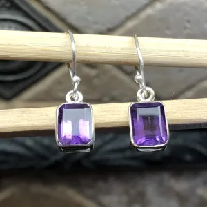 Genuine 2ct Purple Amethyst 925 Solid Sterling Silver Earrings 25mm